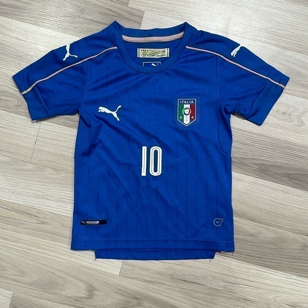 Italy #10 Verratti Original Soccer Jersey  EURO 2016 Home Used Kids Sz 20 NC0129